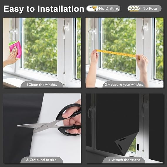 100% Blackout Cut-to-Size Velcro Curtains